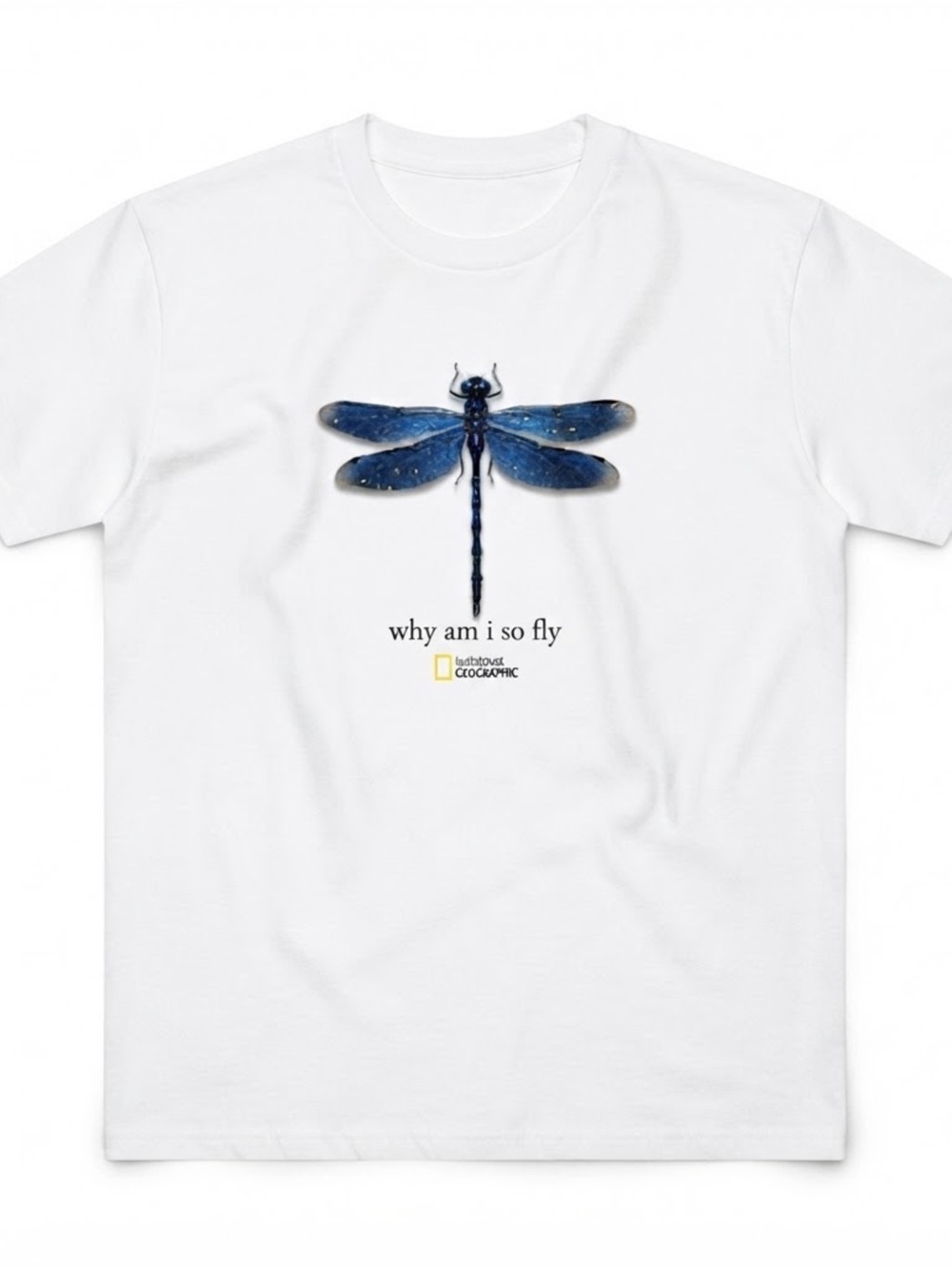 National Geographic White Dragonfly Graphic Gildan T-Shirt Nature Tee